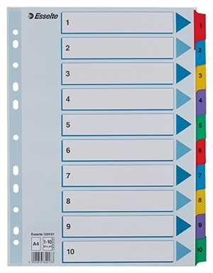 Esselte Register Mylar kartón A4 1-10