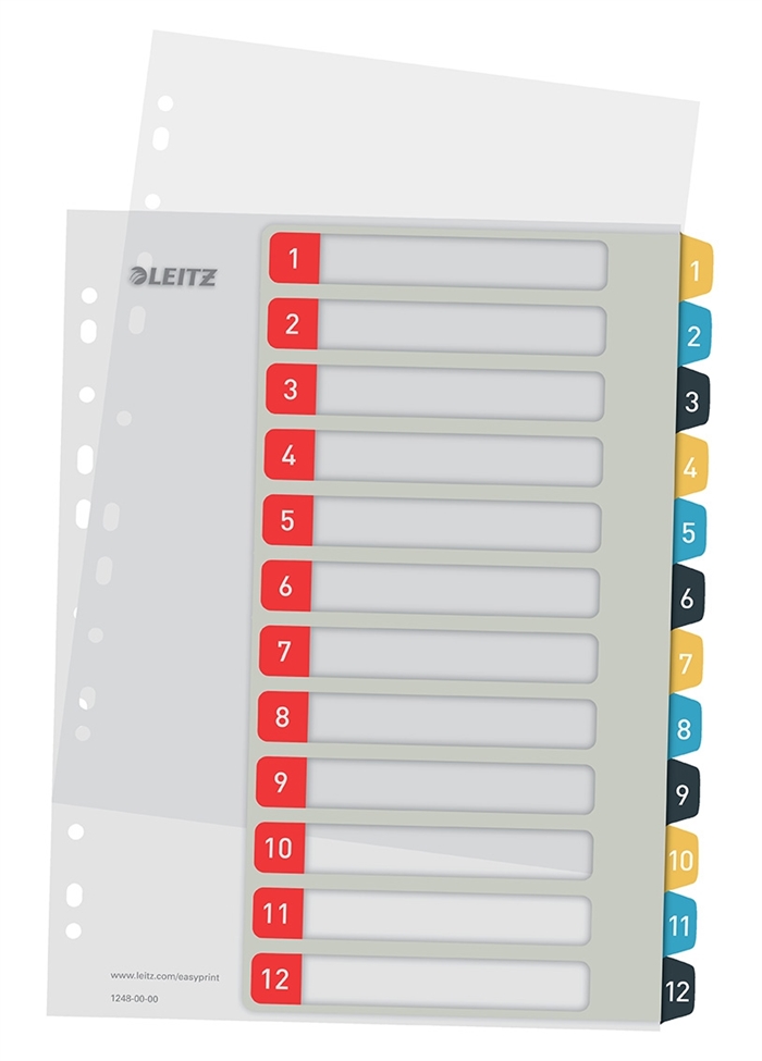 Leitz Register tlačiteľný PP A4+ 1-12 Príjemné farby