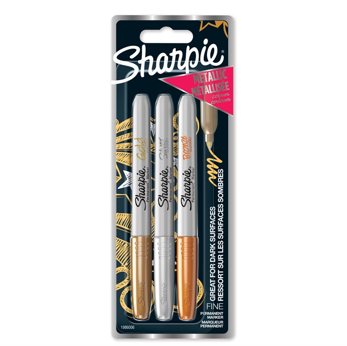 Sharpie Marker Metallic 1,4 mm sada zlatá/strieborná/bronzová (3)