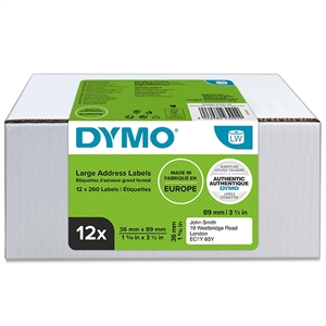 Dymo LabelWriter 36 mm x 89 mm štandardné adresné etikety, 12 obalov