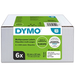 Dymo Label Multi 32 x 57 mm odstráňovateľné, biela, 6 x 1000 ks.