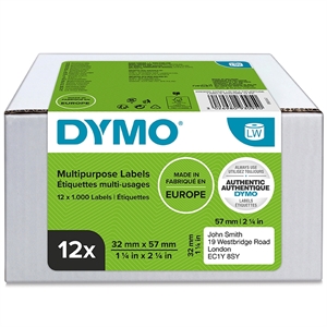 Dymo Label Multi 32 x 57 mm oddeľovateľný biely mm, 12 x 1000 kusov.