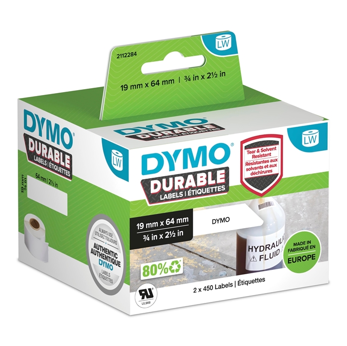 Dymo LabelWriter Trvanlivá čiarová etiketa 19 mm x 64 mm 2 rolky