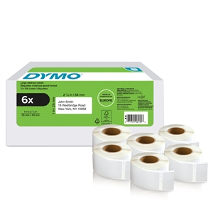 Dymo LabelWriter 25 mm x 54 mm Etikety na návratovú adresu - 6 roliek po 500 kusov každá.