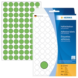 HERMA etiketa manuál ø13 zelená mm, 2464 ks.