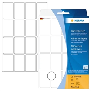 HERMA ručná etiketa 25 x 40 mm, biela, 512 kusov.