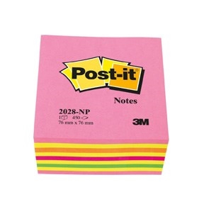 3M Poznámky Post-it 76 x 76 mm, kubový blok Lollipop růžová