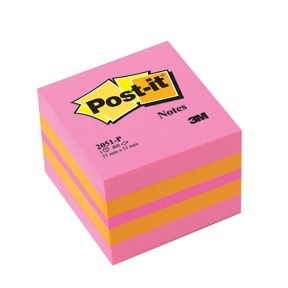 3M Post-it Poznámky 51 x 51 mm, mini kockový blok ružový