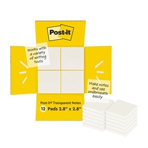 3M Post-it poznámky transparentné 73 x 73 mm - balenie po 12 kusoch