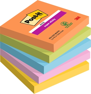 3M Poznámkové bločky Post-it super lepiace Boost 76 x 76 mm, - 90 listov - 5 balení