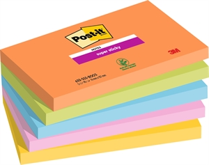 3M poznámkové bločky Post-it super lepivé Boost 76 x 127 mm, - 90 listov - 5 balení