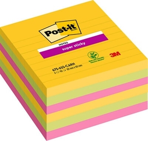 3M Post-it poznámky super lepiace 101 x 101 čiarované Rio de Janeiro - 6 balení