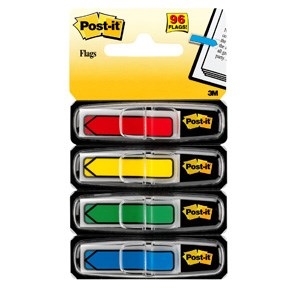 3M Post-it Indexfaner 11,9 x 43,1 mm, "pil" sortiment farieb - 4 balenia.