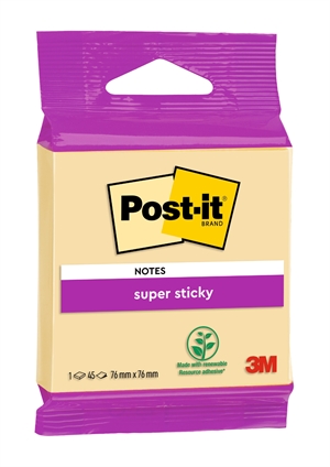 3M Post-it poznámky super lepivé kanárové žlté 76 x 76 mm, - 45 archov