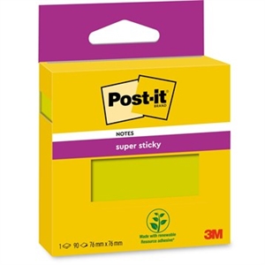 3M Poznámkové lístky Post-it, super lepiace, zelené, 76 x 76 mm, - 90 listov