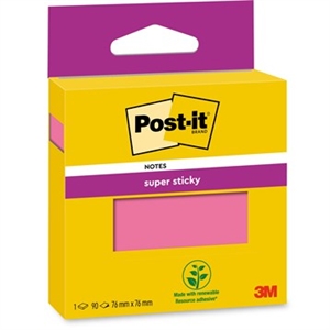 3M Post-it poznámkové bloky super lepivé růžové 76 x 76 mm, - 90 listov