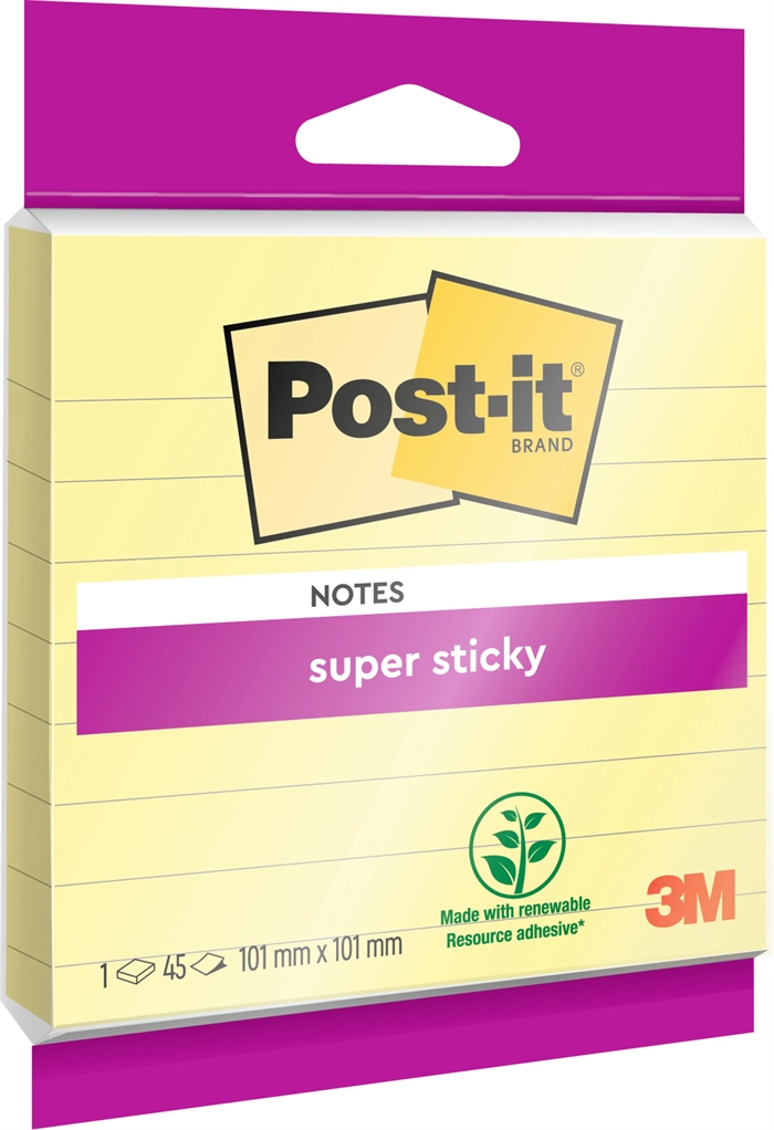 3M Priezviská super lepiace pošty Canary Yellow linearky 101 x 101 mm - 45 listov