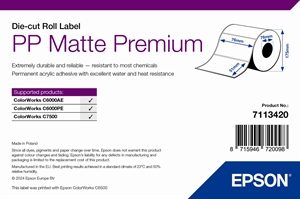 Epson PP matná nálepka Premium, pretínacia rolka, 76 mm x 51 mm, 2310 nálepok