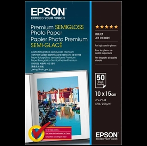 Epson Premium pololesklý fotografický papier - 10x15cm - 50 listov