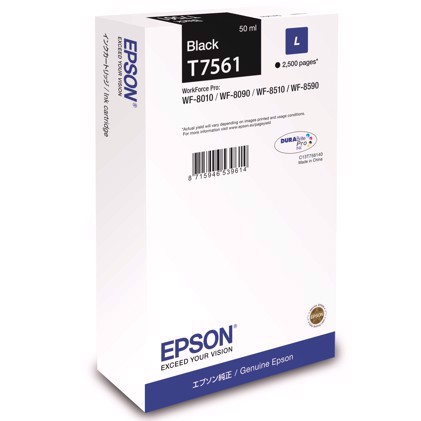 Epson tlačiarenská kazeta s čiernym atramentom WorkForce L - T7561