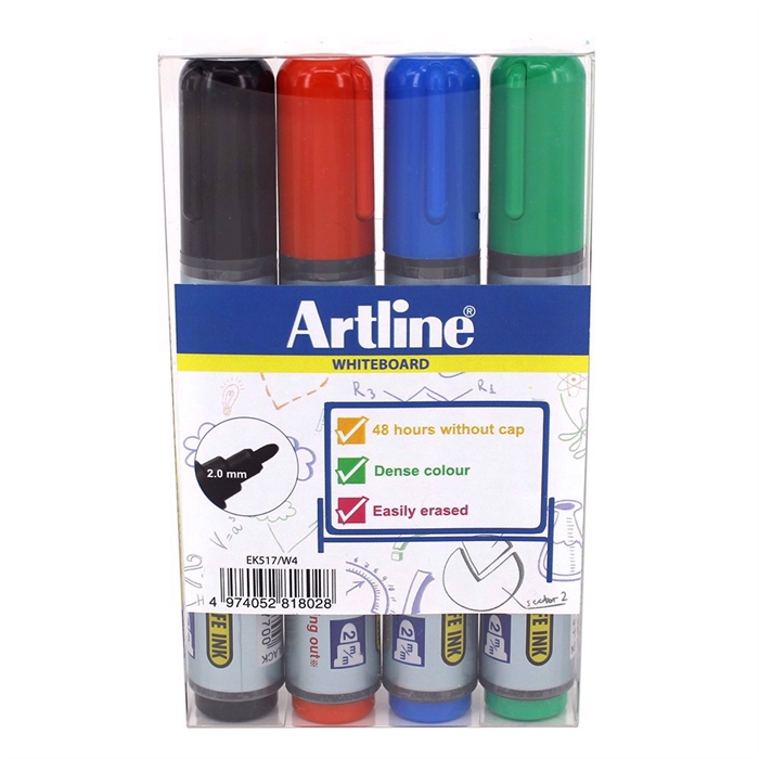 Artline Whiteboard Marker 517 4-set je sada permariek Artline, určená na označovanie bielych tabúľ.