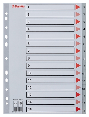 Esselte Register PP A4 1-15 sivá