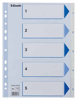 Esselte Register PP A4 1-5 biele