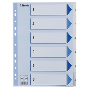 Esselte Register PP A4 1-6 biele.