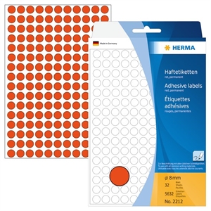 HERMA manuálna samolepiaca etiketa, ø8 mm, červená, 5632 kusov.