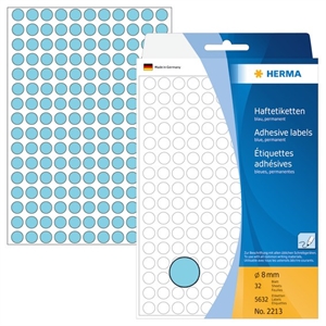 HERMA etiketa manuálna ø8 modrá mm, 5632 kusov.