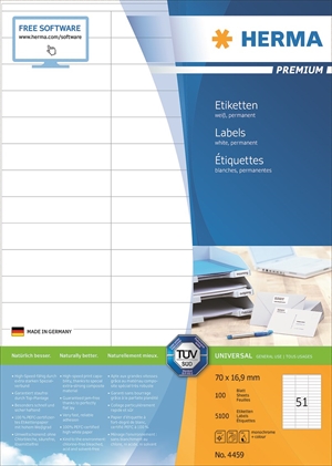 HERMA etiketa Premium A4 100 70 x 16,9 mm, 5100 kusov.