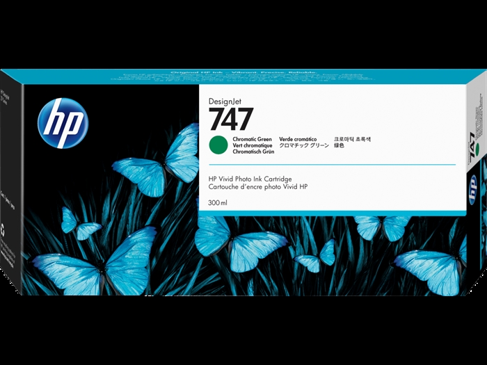 HP 747 300-ml chromatická zelená náplň pre tlačiareň DesignJet.