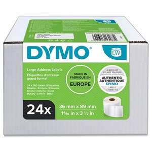 Dymo Label Adresovanie 36 x 89 trvanlivá biela mm, 24 rolky po 260 štítkov kus.