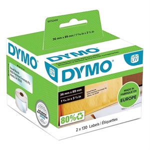 Dymo Label Adresovanie 36 x 89 trvalý priehľadný mm, 260 kusov.