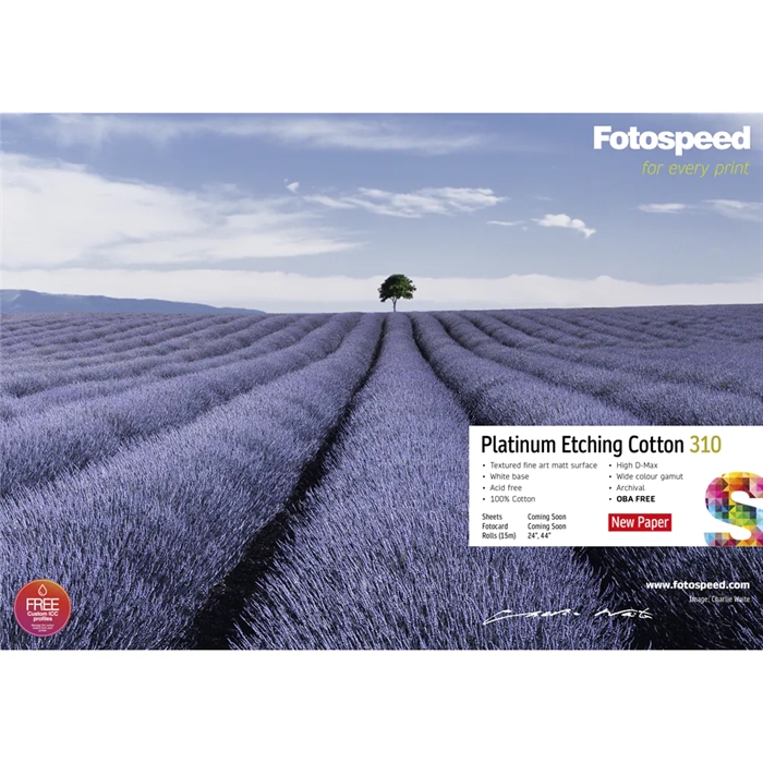 Fotospeed Platinum Etching Cotton 310 g/m² - 24" x 15 metrov
